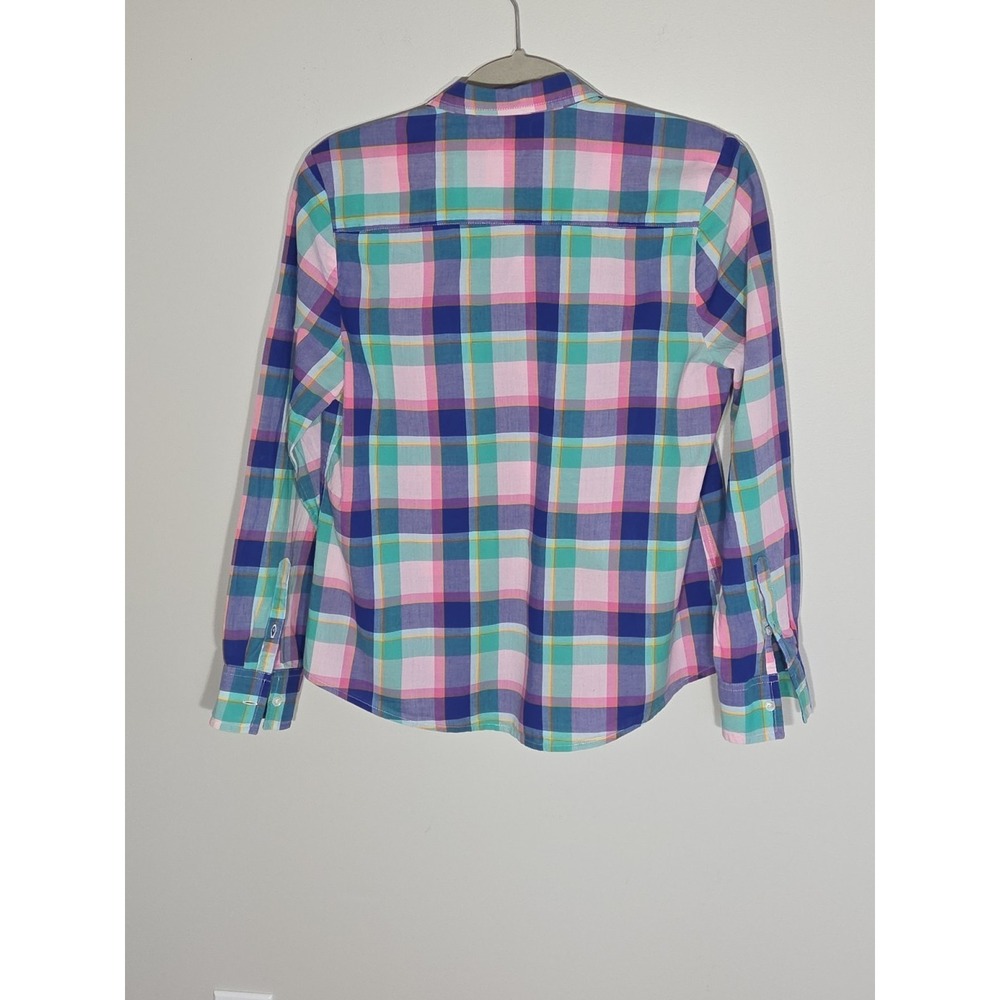 Junior's Large US POLO ASSN Shirt Pastel Plaid 100% Cotton Logo Button Up Summer - Picture 3 of 10